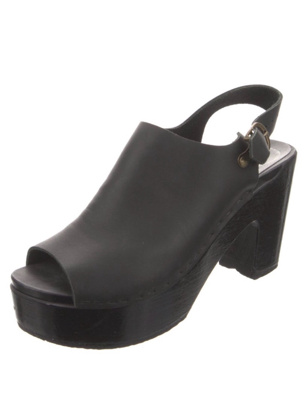No. 6 Black Platform Mules